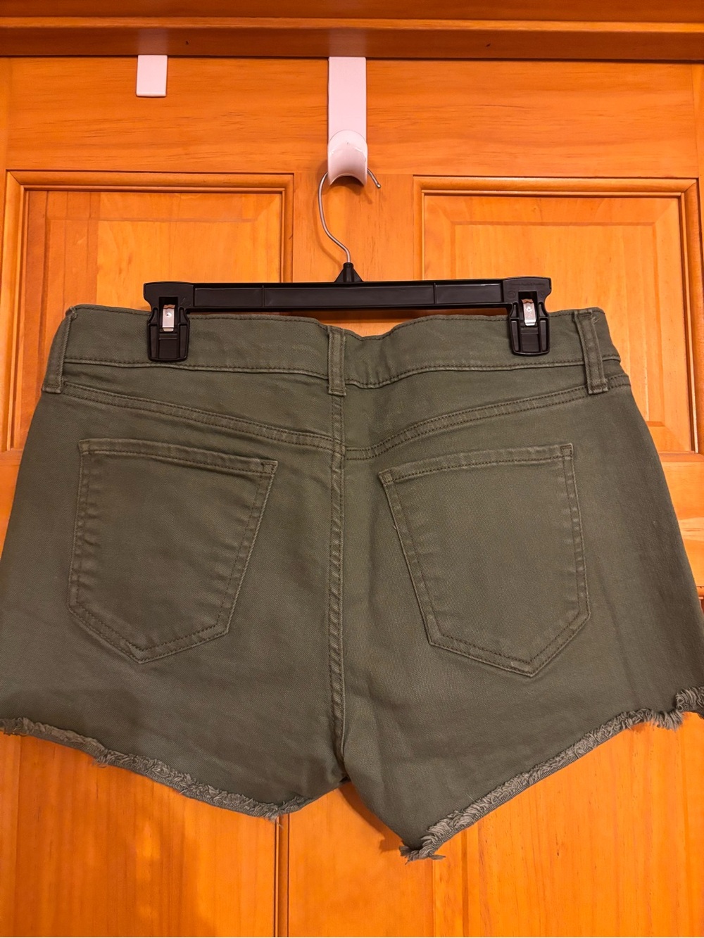 Old Navy Olive Green Frayed Hem Denim Shorts - Picture 2 of 4